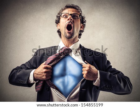 Businessman Unbuttons His Suit And Becomes Superman