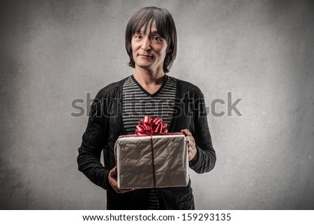 japanese man with birthday gift