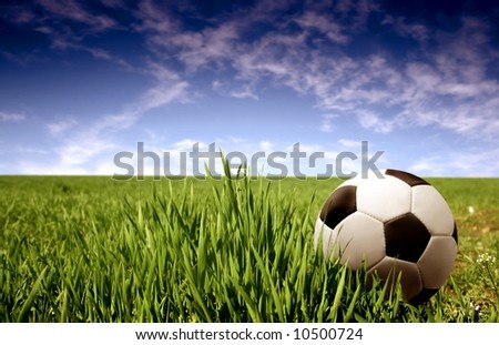 a soccer ball in a grass field a soccer ball in a grass field