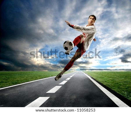 a soccer player on the street