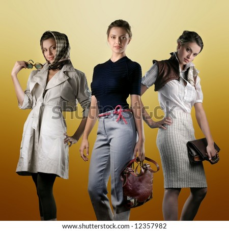 Fashion model Posed with three dress