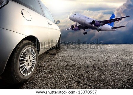 a car and a airplane