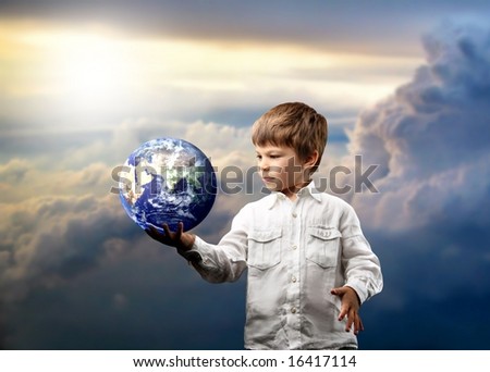 a child with a globe a child with a globe