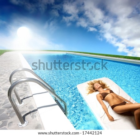 a woman in swimming pool