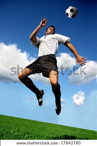 soccer player in acrobatic soccer player in acrobatic