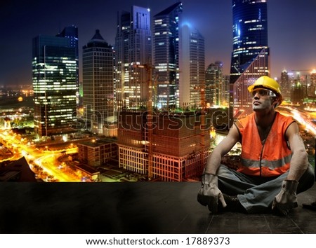 a worker in  city on the night