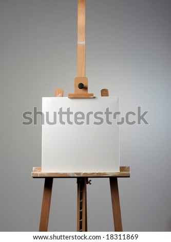 easel and white canvas