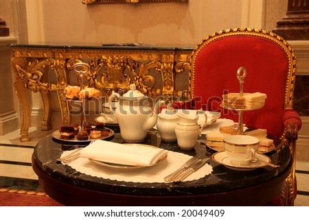 tea and biscuits on a table in english style