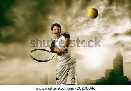 young tennis player in action