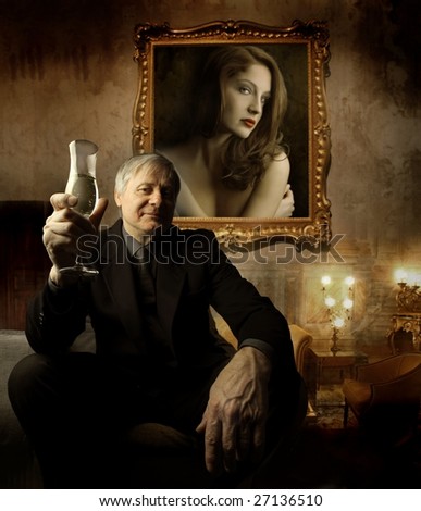 senior man toasting in a luxury interior