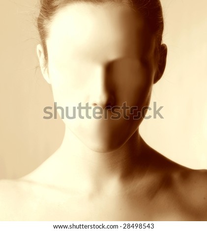 face of woman without eyes and mouth