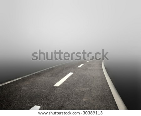empty street in the fog