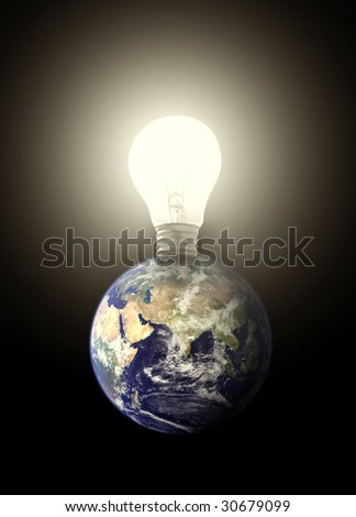 planet earth enlightening a big light bulb