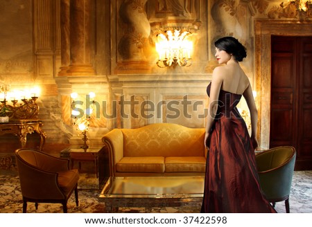 beautiful lady in a luxury living room