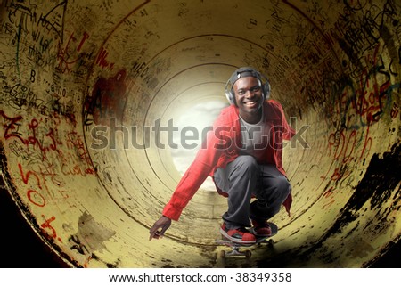 Black Guy Skateboarding