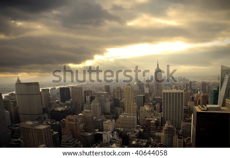 top view of New York city and Empire State Building