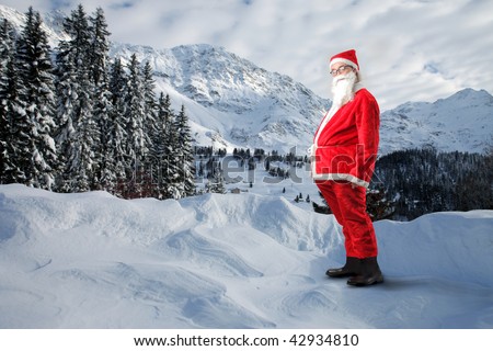 funny santa in a snowy landscape