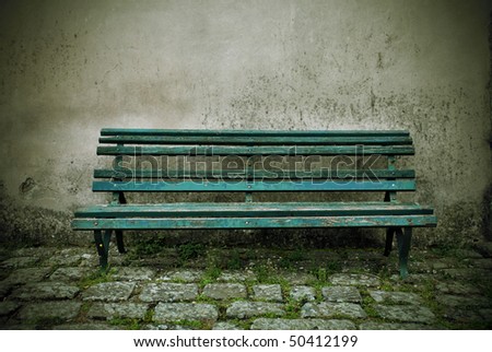Old wooden park bench