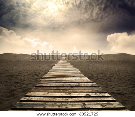 wooden path on a desert