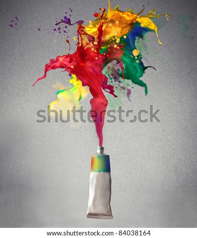 stock photo : Tube spraying colored paint