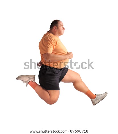 stock photo : Fat man running