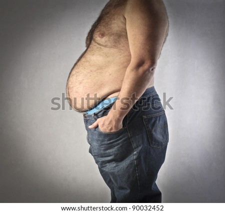 Closeup of the fat body of a man