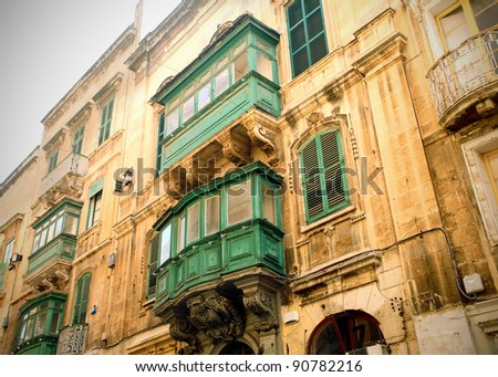 Antique bow windows in Malta