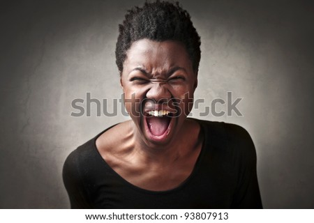 Angry african woman shouting