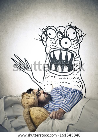 man sleeping dreaming a monster man sleeping dreaming a monster