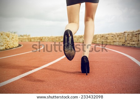 Strong woman running