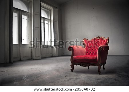 Red chair placed in a square