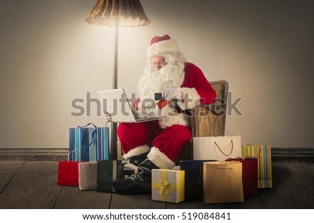 Santa Claus buying on line