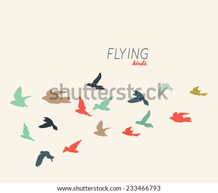 Retro silhouettes of flying birds, vector illustration