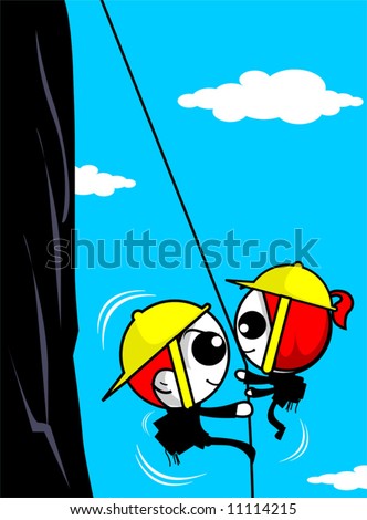 Girl And Boy Rock Climbing Stock Vector Illustration 11114215