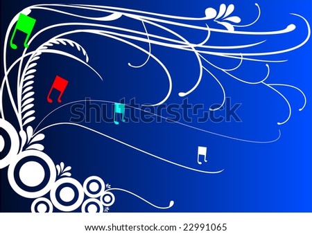 abstract floral designs on  blue back ground