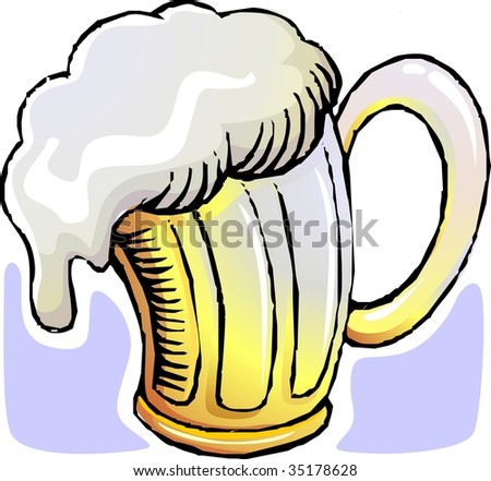 stock photo Illustration of two beer mug overflowing