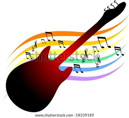 Illustration of violin in a music note background