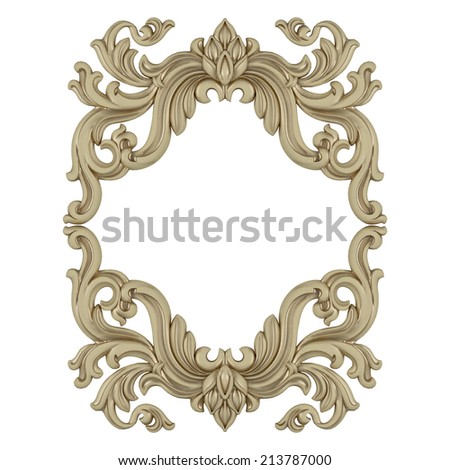 Single stucco frame for paintings or photographs on a white background
