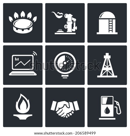 Gas trade icon collection