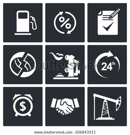 Sale of petroleum products icon set
