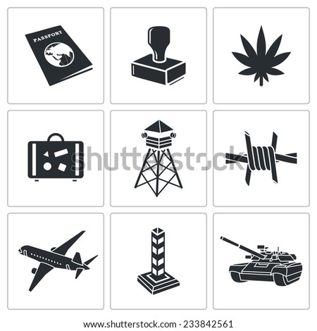 Border crossing Vector Isolated Flat Icons Set Border crossing Vector Isolated Flat Icons Set