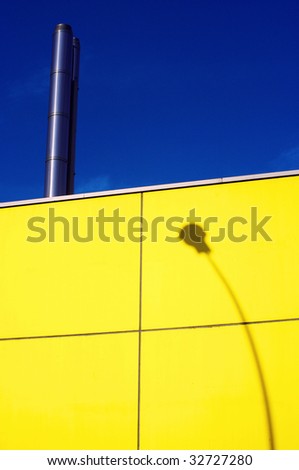 urban wall shadow on yellow  wall