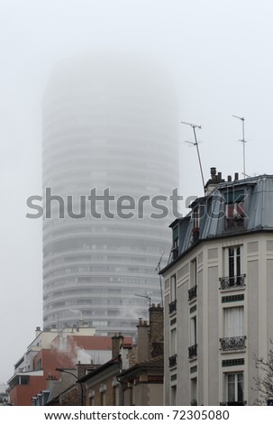 fog on Paris, tower and detached house
