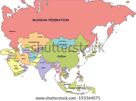 asia map political capitals country name highly detailed india shutterstock vector lightbox save