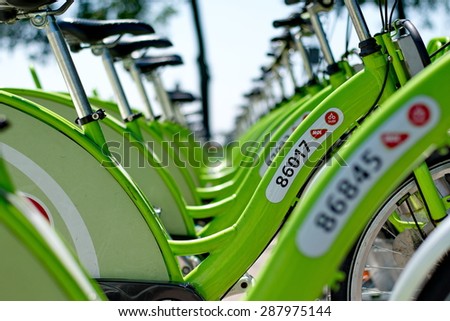 BUDAPEST, HUNGARY - JUNE 01 2014:New Budapest bike hire called \