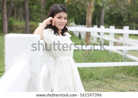 Thai women portrait outdoor forest background