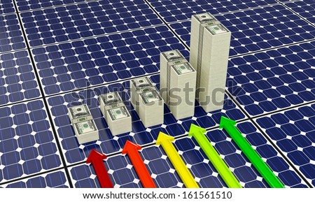 Solar Panels - Bar Graphs made from 100 dollar bills