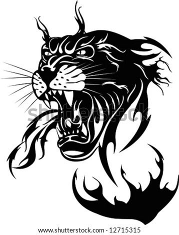 black panther tattoo. lack panther on a white