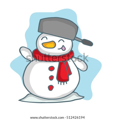 Snowman With Scarf Cartoon Christmas Stock Vector Illustration Shutterstock