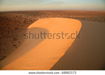 Remote isolated sand dunes in the Western Sahara